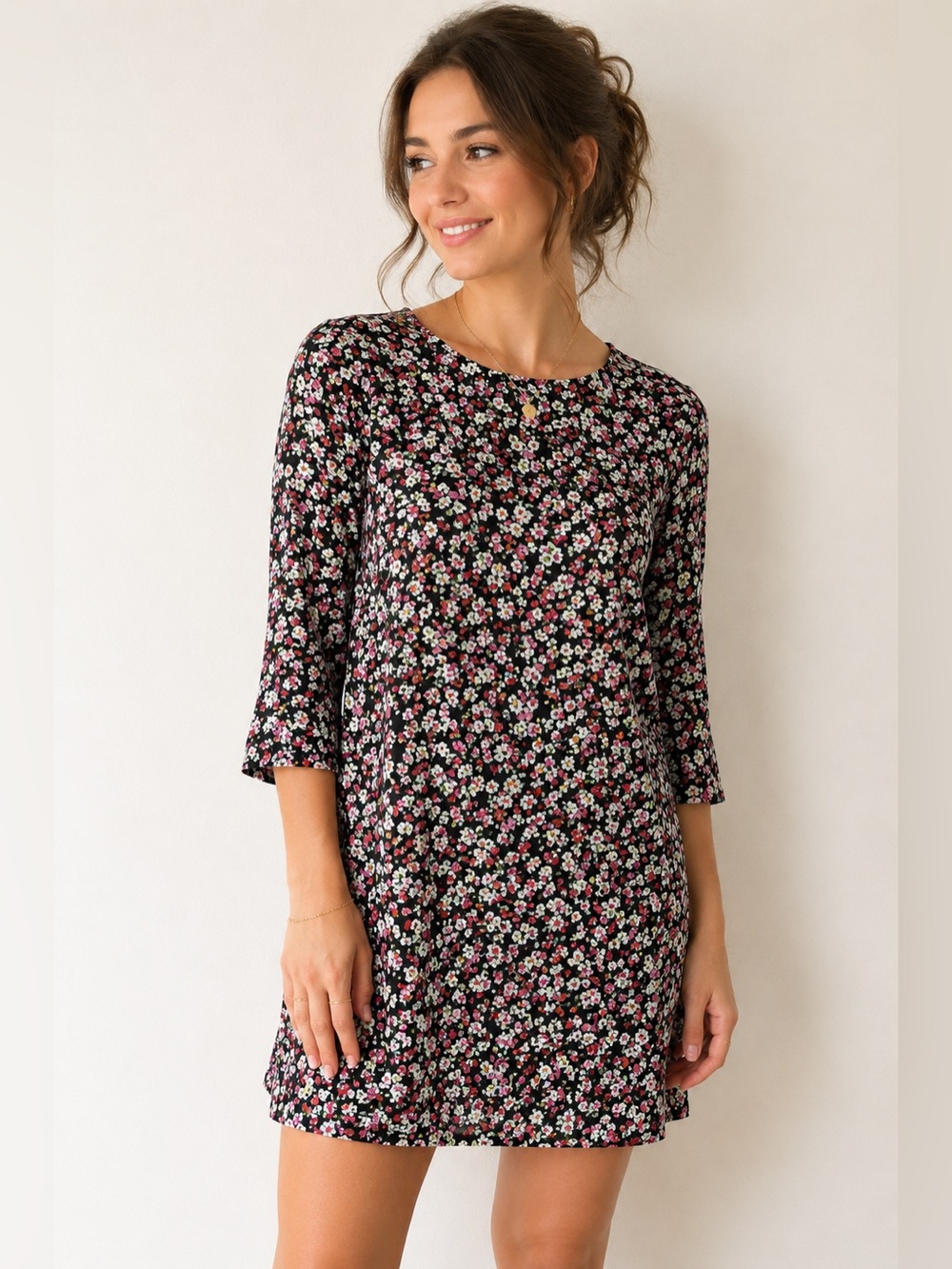H&M Ditsy Floral Shift Dress Cottagecore Romantic Mini Dress Size 2